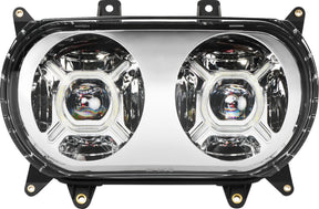 Custom Dynamics Double-X LED Headlight, Chrome - 15+ Road Glide Headlights Custom Dynamics