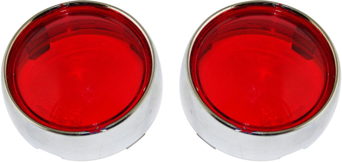 Custom Dynamics Bullet Bezel Turn Signal Adapters, Red Lens Chrome Turn Signals Custom Dynamics