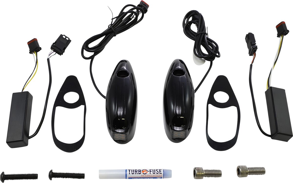 Custom Dynamics ProBeam® Front Amber/White Turn Signals, Gloss Black - 15+ Touring Turn Signals Custom Dynamics