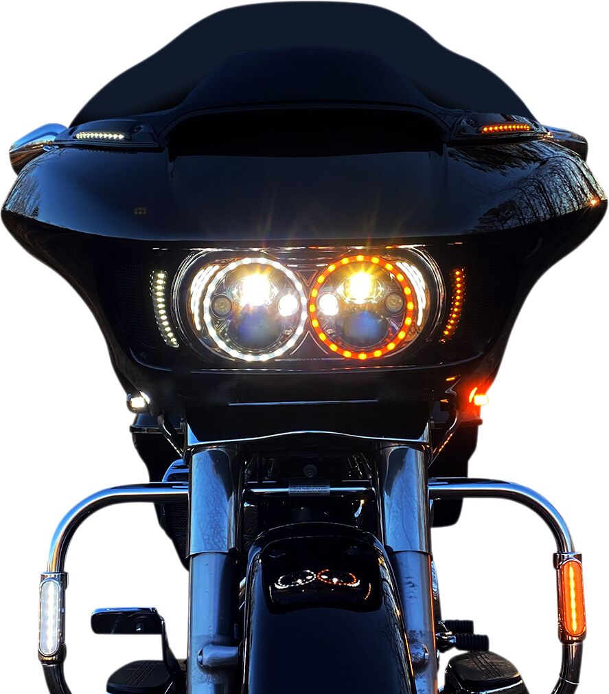 Custom Dynamics ProBeam® Front Amber/White Turn Signals, Gloss Black - 15+ Touring Turn Signals Custom Dynamics