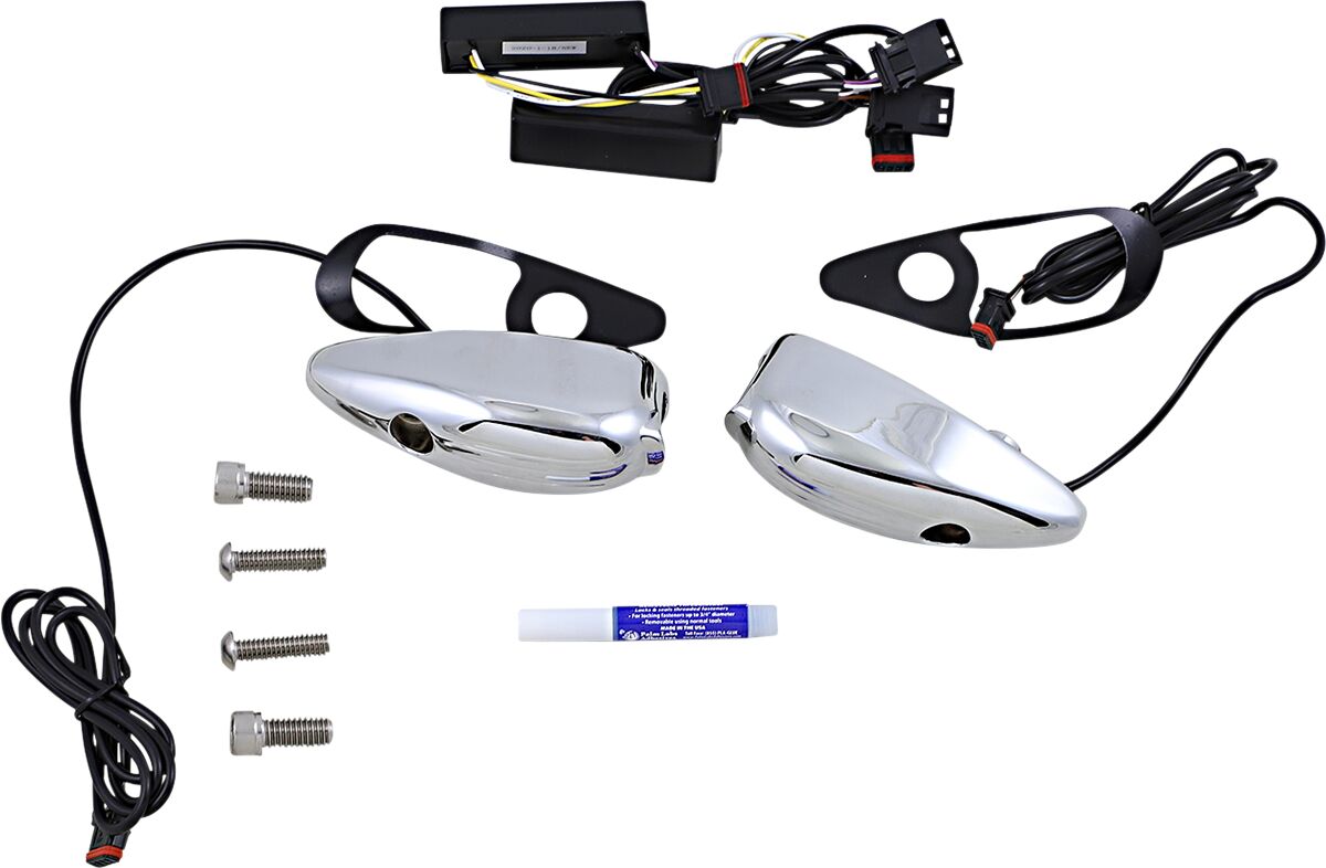 Custom Dynamics ProBeam® Front Amber/White Turn Signals, Chrome - 15+ Touring Turn Signals Custom Dynamics