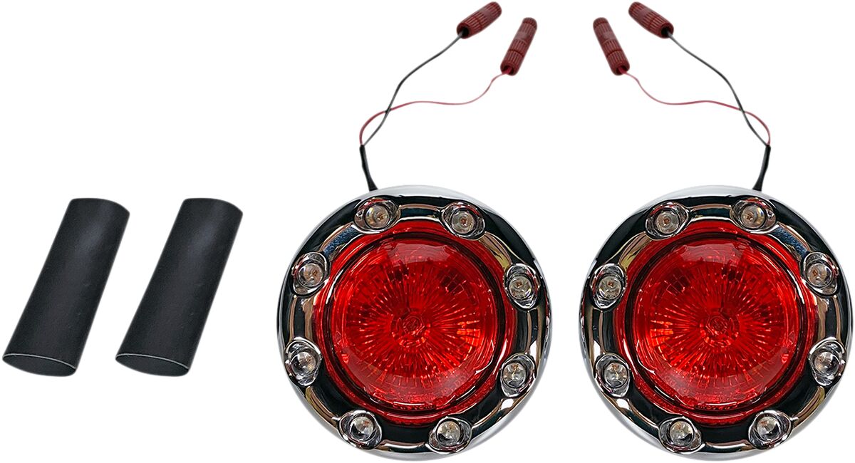 ProBeam® Bullet Ringz Rear LED Turn Signals, Chrome Red - 15+ Indian Turn Signals Custom Dynamics Default Title
