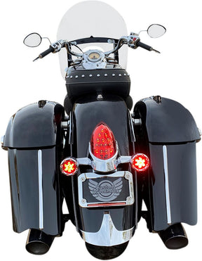 ProBeam® Bullet Ringz Rear LED Turn Signals, Chrome Red - 15+ Indian Turn Signals Custom Dynamics