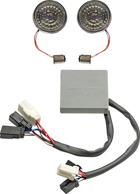 Smart LED 1157 Bullet Turn Signals With controller, Amber Red - 14-22 Sportster Turn Signals Custom Dynamics