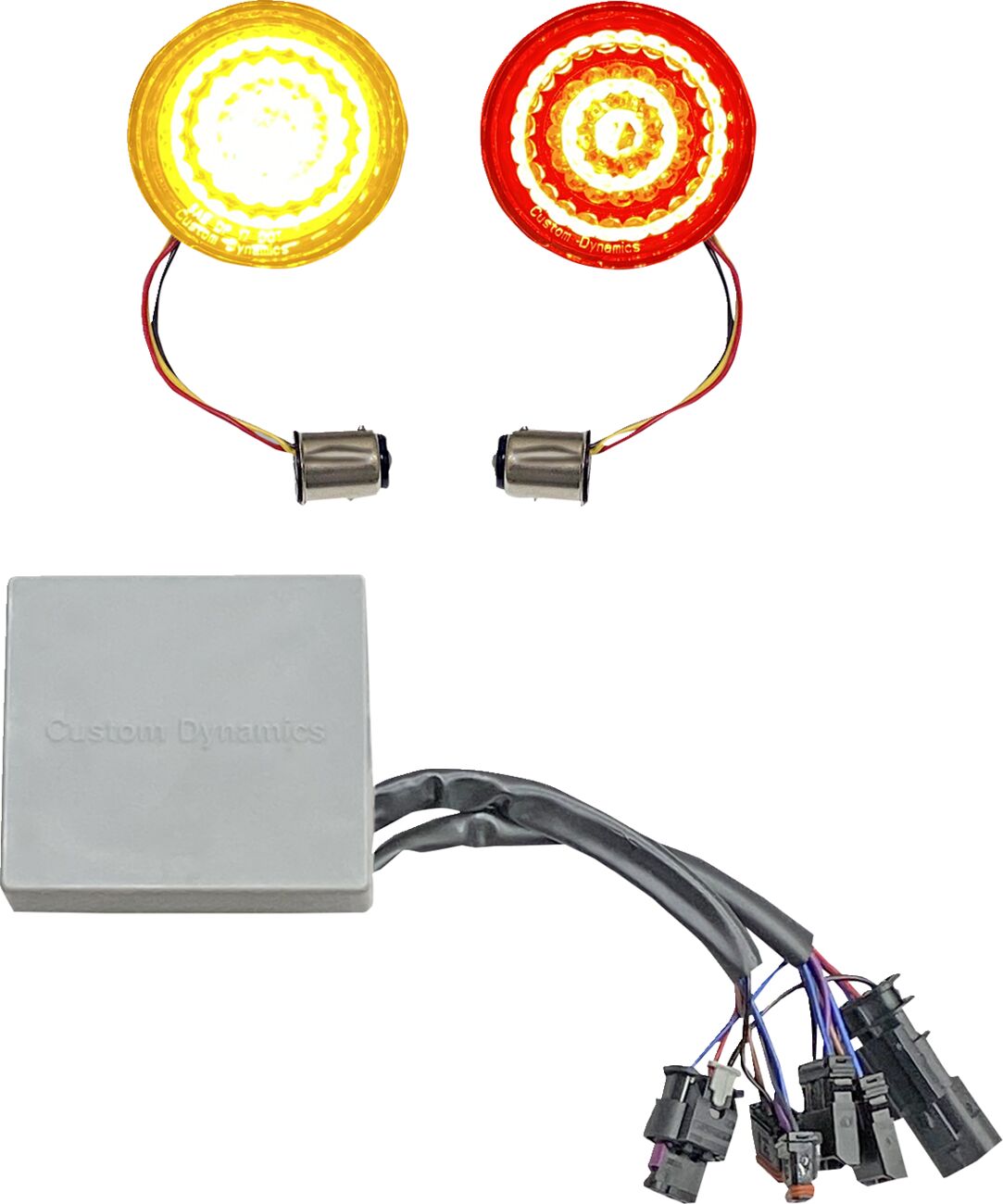 Custom Dynamics Smart LED 1157 Bullet Turn Signals With controller, Amber Red - 18+ Softail Turn Signals Custom Dynamics