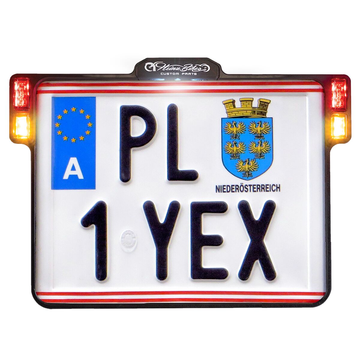 Heinz Bikes All Inn 2.0 Chrome Lic Plate W/Led Light Brk & Rear (A) License Plate Holders Heinz Bikes