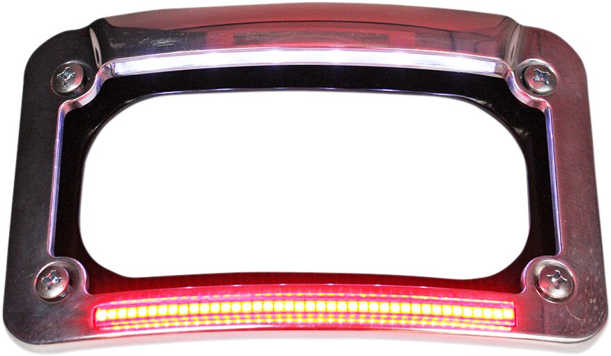Custom Dynamics License Plate Frame With Auxiliary Run & Brake LEDS, Chrome - 15-22 Indian License Plate Custom Dynamics