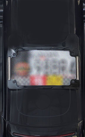 Tri- Radius Auxiliary LED License Plate Frame, Black - 14+ Touring License Plate Custom Dynamics