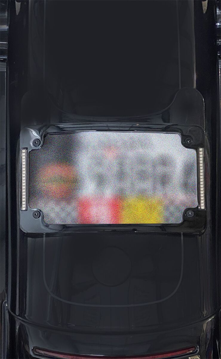 Tri- Radius Auxiliary LED License Plate Frame, Black - 14+ Touring License Plate Custom Dynamics