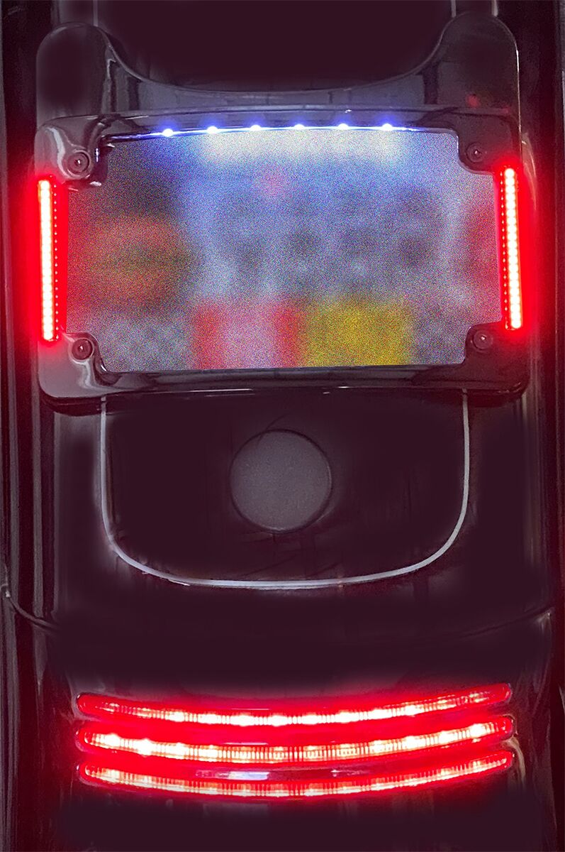 Tri- Radius Auxiliary LED License Plate Frame, Black - 14+ Touring License Plate Custom Dynamics