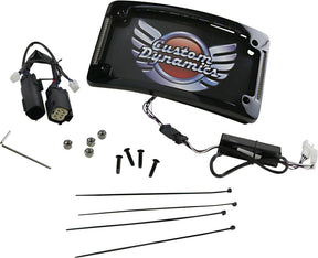 Custom Dynamics Tri- Radius Auxiliary LED License Plate Frame, Black - 14+ Touring License Plate Custom Dynamics