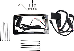 Custom Dynamics Radius License Plate Frame with Auxiliary LEDS, Black - 14+ Touring License Plate Custom Dynamics