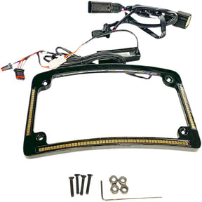 Custom Dynamics Radius License Plate Frame with Auxiliary LEDS, Black - 14-22 Touring License Plate Custom Dynamics