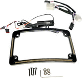 Custom Dynamics Radius License Plate Frame With Auxiliary LEDS, Black - 96-10 Touring License Plate Custom Dynamics