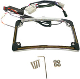 Custom Dynamics Radius License Plate Frame With Auxiliary LEDS, Chrome - 96-10 Touring License Plate Custom Dynamics