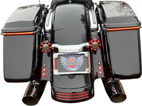 Radius License Plate Frame With Auxiliary LEDS, Chrome - 10-13 Touring License Plate Custom Dynamics