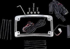 Custom Dynamics Radius License Plate Frame With Auxiliary LEDS, Chrome - 10-13 Touring License Plate Custom Dynamics