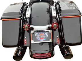 Custom Dynamics Radius License Plate Frame With Auxiliary LEDS, Chrome - 10-13 Touring License Plate Custom Dynamics