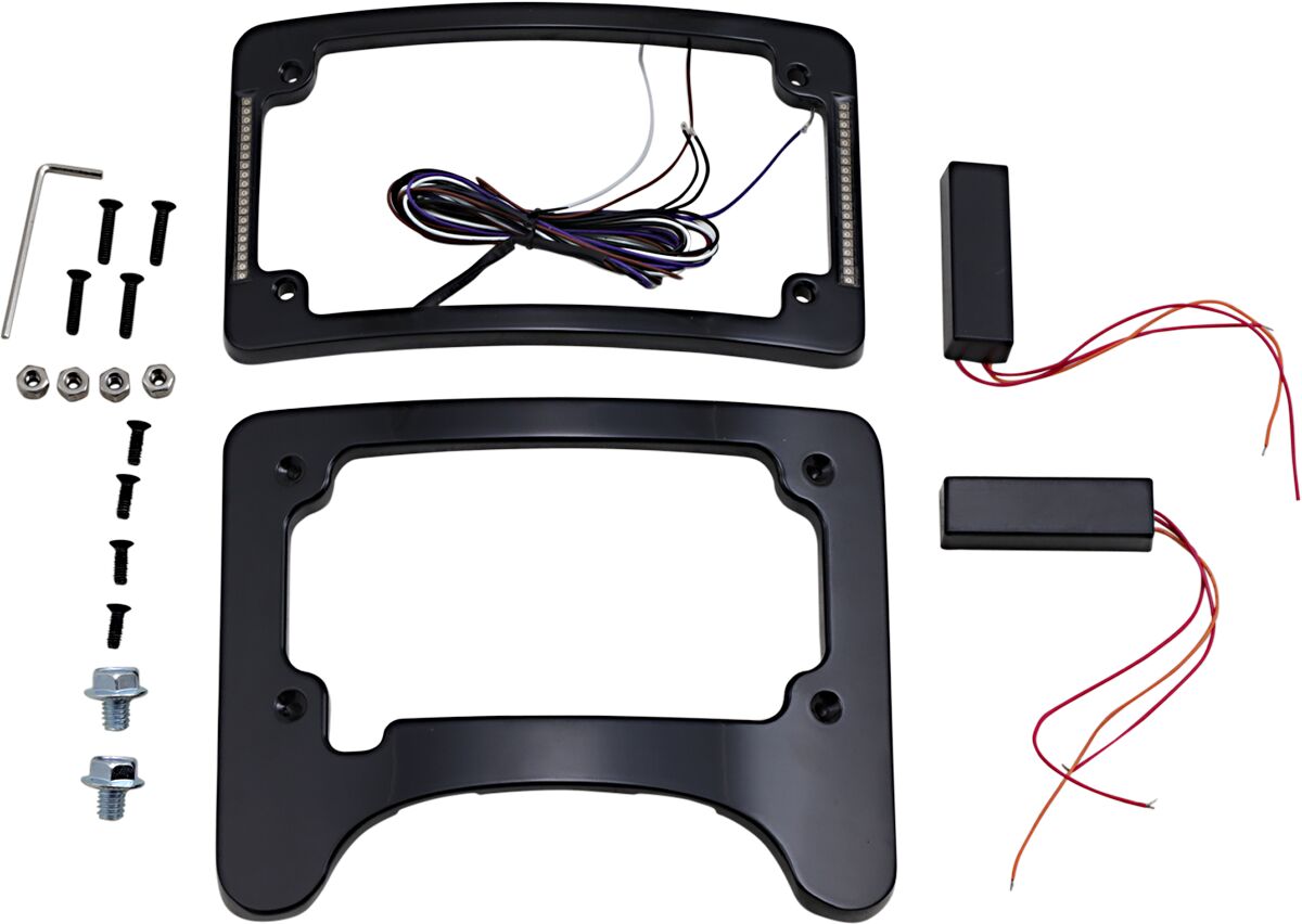Custom Dynamics Turn Signal Eliminator Kit With Auxiliary LED Plate Frame, Gloss Black - 14+ Touring License Plate Custom Dynamics