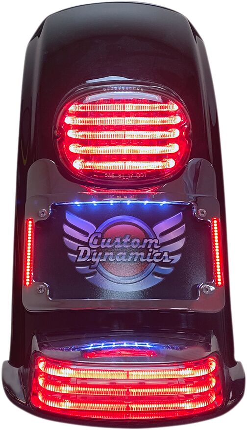Custom Dynamics Turn Signal Eliminator Kit With Auxiliary LED Plate Frame, Chrome - 14+ Touring License Plate Custom Dynamics