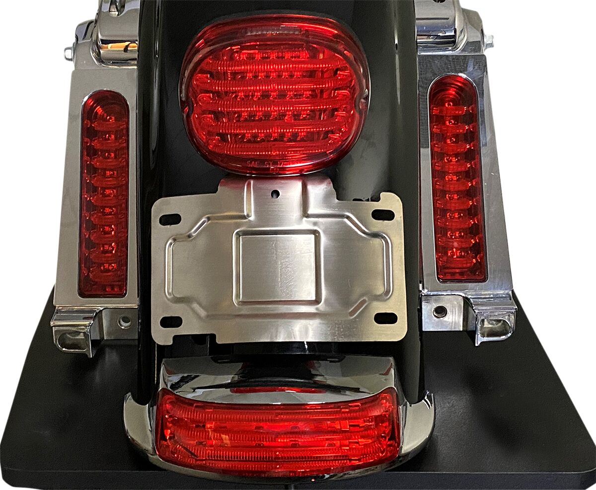 Custom Dynamics License Plate Relocation Mount, Chrome - 14+ Touring License Plate Custom Dynamics