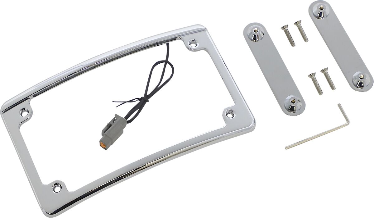 Low Profile LED License Plate Frame, Chrome - 14-22 Touring CVO License Plate Custom Dynamics