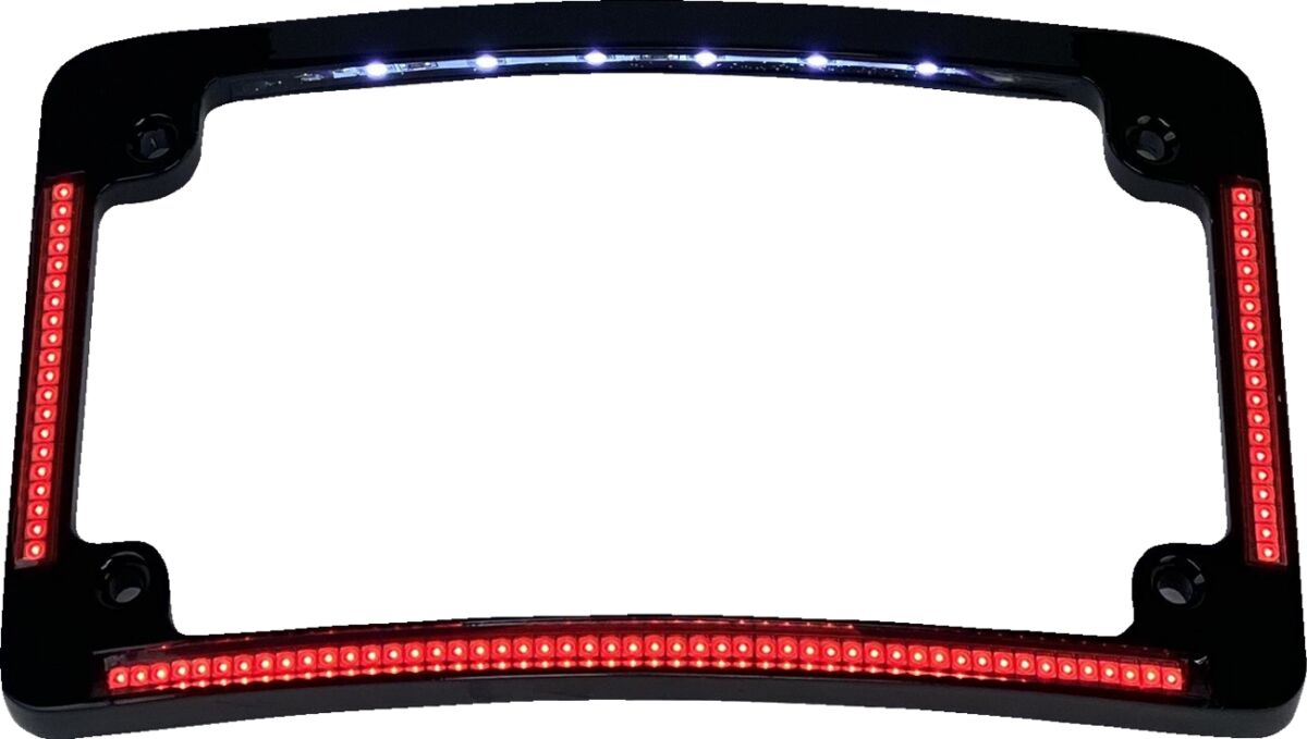 Custom Dynamics Frame Lic W/ Red Led Blk LICENSE PLATE GROUP Custom Dynamics