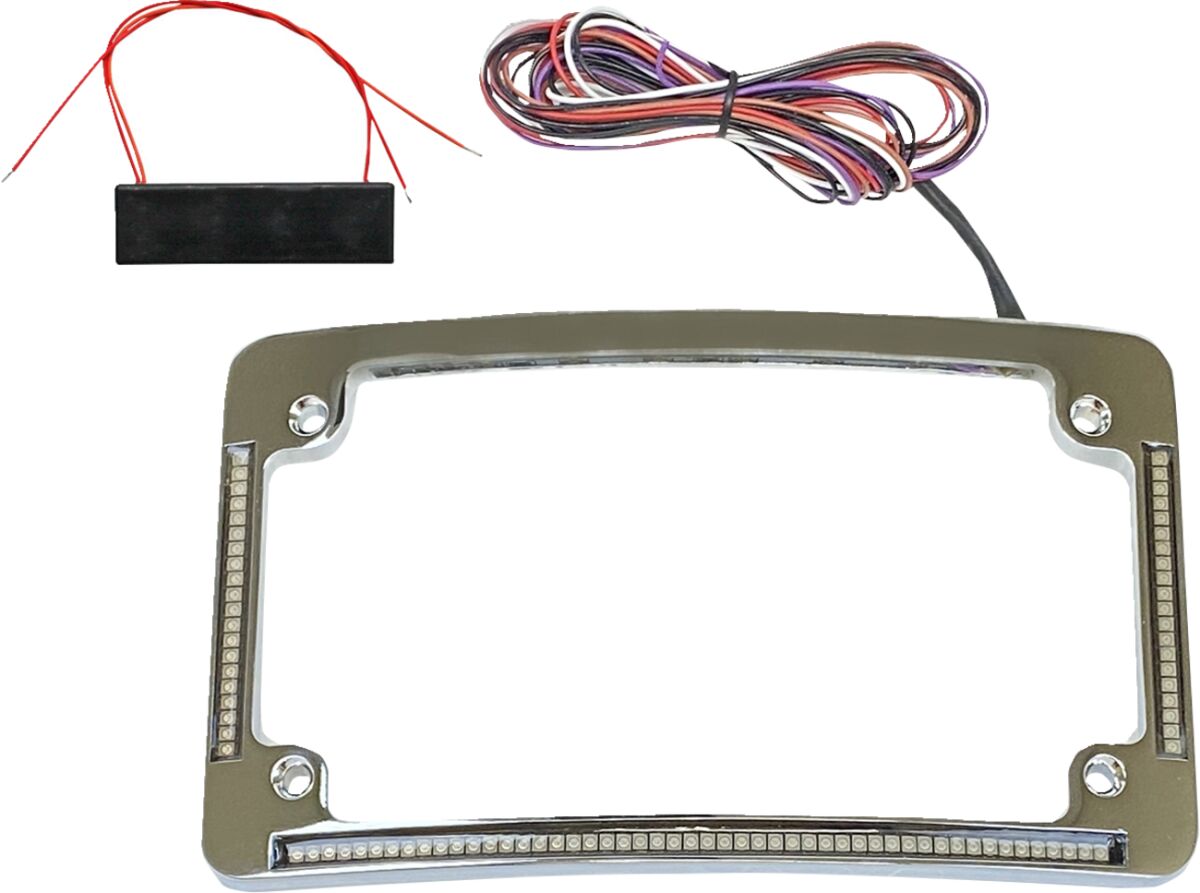 Custom Dynamics Frame Lic W/ Red Led Chr LICENSE PLATE GROUP Custom Dynamics