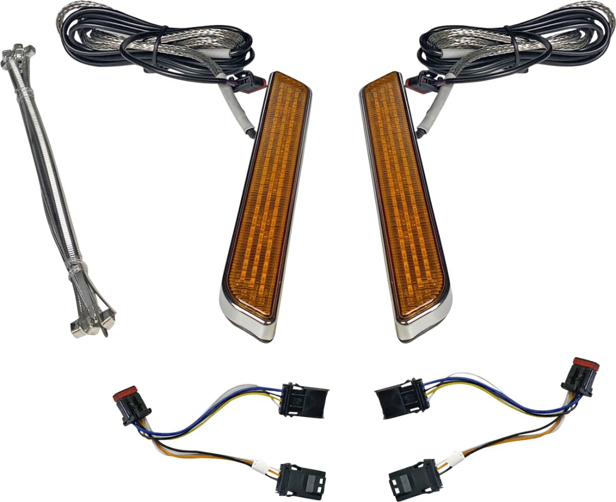 Led Fork Light, Amber Chrome - 14+ Touring & Trike Turn Signals Custom Dynamics Default Title