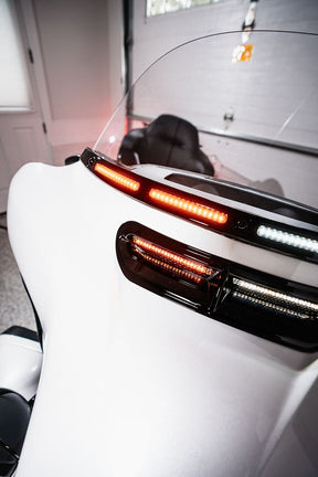 Custom Dynamics V2 Batwing Windshield Trim Standard Turn Signal, Black - 14+ Touring & Trike Windshields Trims Custom Dynamics