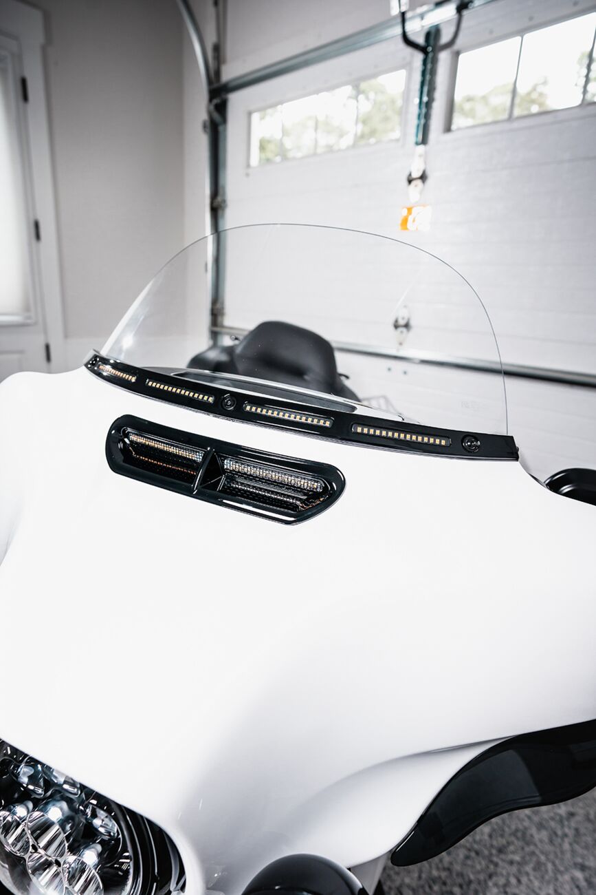 Custom Dynamics V2 Batwing Windshield Trim Sequential Turn Signal, Black - 14+ Touring & Trike Light Accessory Custom Dynamics