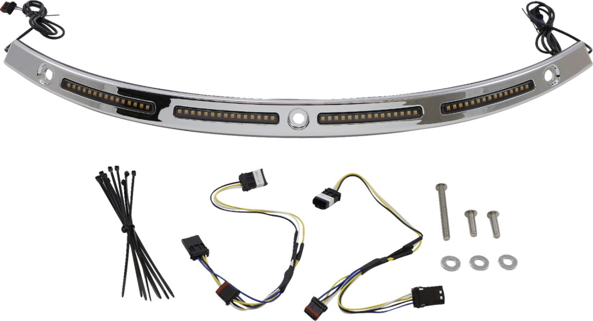 Custom Dynamics V2 Batwing Windshield Trim Sequential Turn Signal, Chrome - 14+ Touring & Trike Light Accessory Custom Dynamics