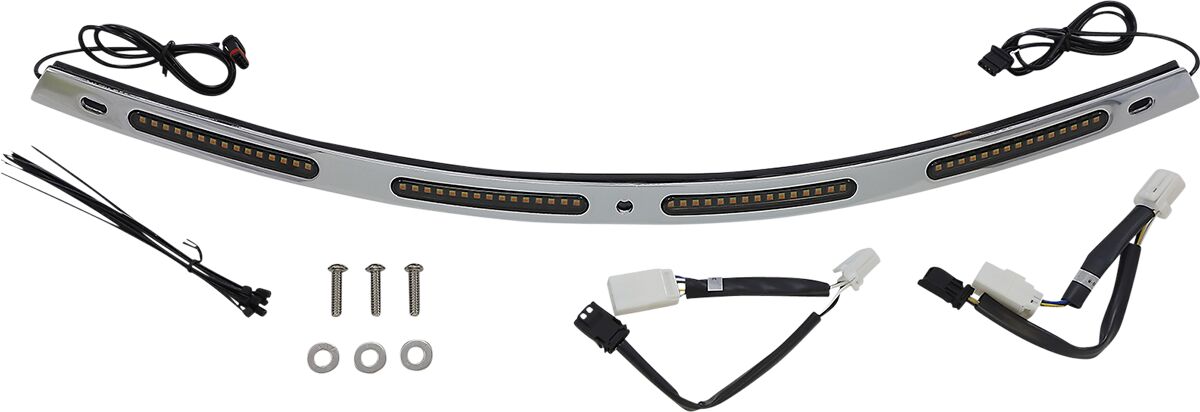 Custom Dynamics V2 Batwing LED Windshield Trim Standard Turn Signal, Chrome - 06-13 Touring Light Accessory Custom Dynamics