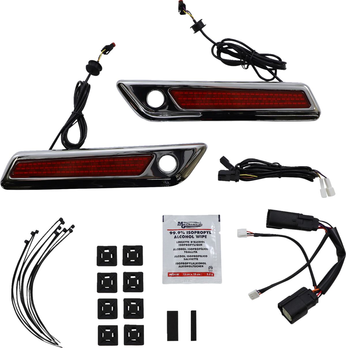 Saddlebag LED Latch Light, Red Chrome - 14+ Touring Turn Signals Custom Dynamics Default Title