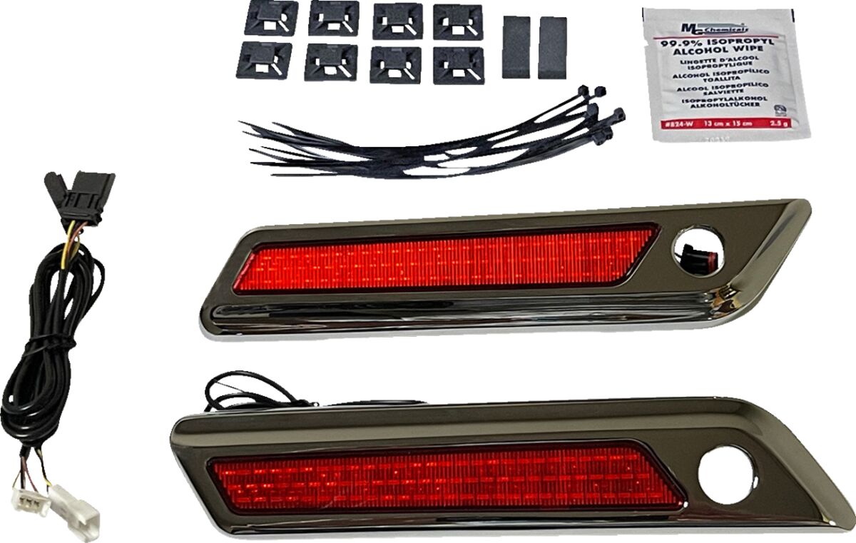 Saddlebag LED Latch Light, Red Chrome - 14+ Touring Turn Signals Custom Dynamics