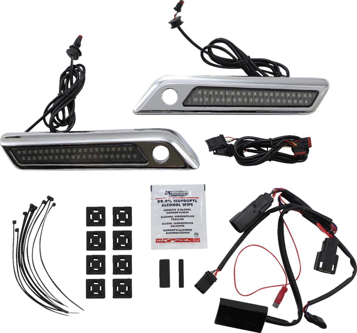 Custom Dynamics Saddlebag Latch Dual Color Accent Lights, Smoked Chrome - 14+ Touring Light Accessory Custom Dynamics