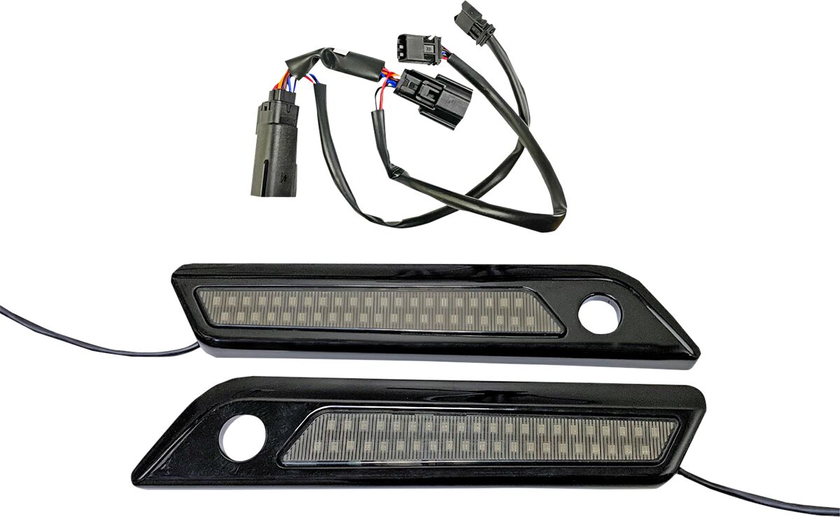 Custom Dynamics Saddlebag Latch Dual Color Accent Lights, Smoked Black - 14-24 Touring Light Accessory Custom Dynamics
