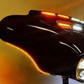 Dual Color LED Fairing Strips, Amber & White - 14+ Touring & Trike Auxiliary Light Custom Dynamics