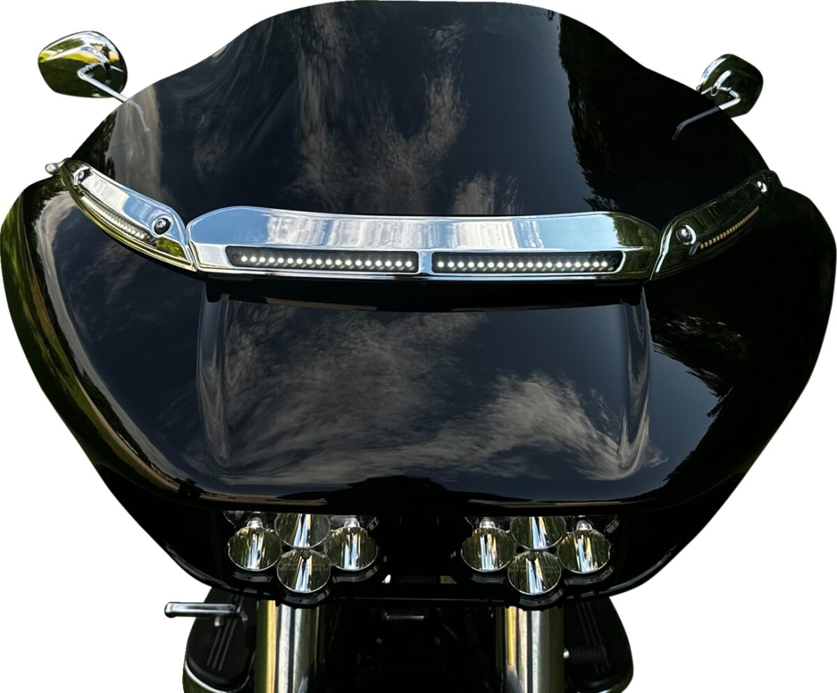 Lights Led Windshield Trim, Chrome - Road Glide - 15+ Touring Auxiliary Light Custom Dynamics