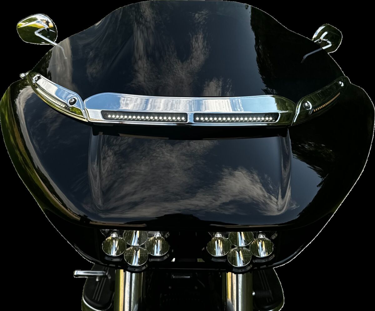 Custom Dynamics Lights Led Windshield Trim, Chrome - Road Glide - 15+ Touring Light Accessory Custom Dynamics