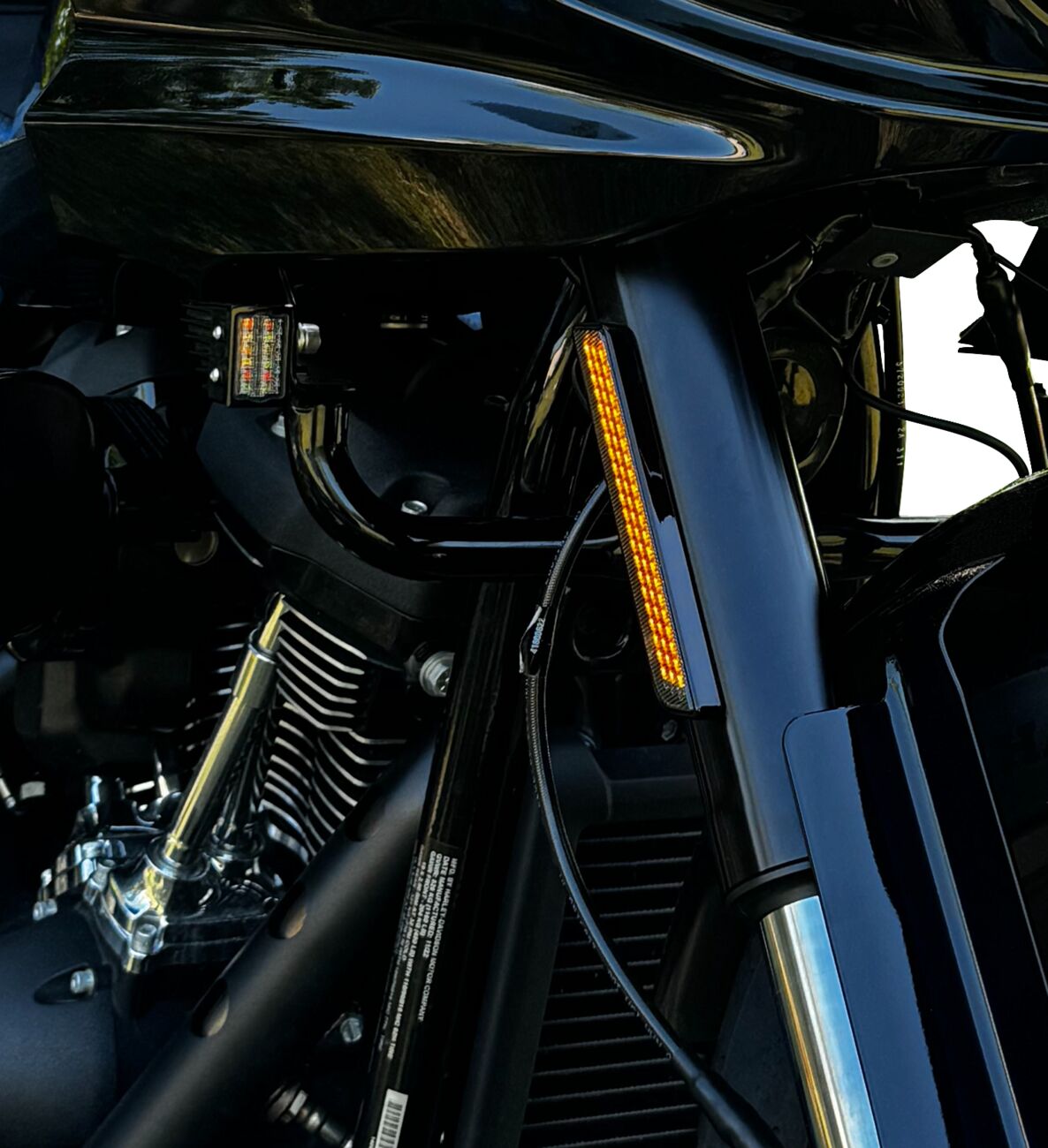 Front Fork LED Reflector Replacements, Amber - 22+ Softail FXLRST Auxiliary Light Custom Dynamics