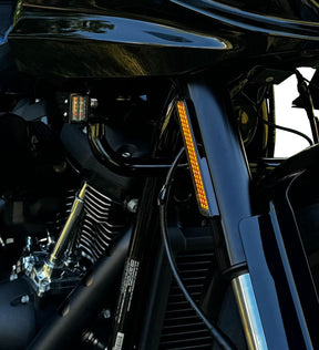 Front Fork LED Reflector Replacements, Amber - 22+ Softail FXLRST Auxiliary Light Custom Dynamics