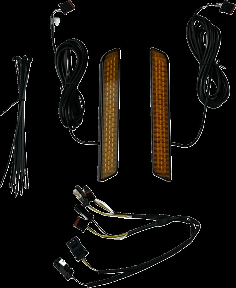 Custom Dynamics Front Fork LED Reflector Replacements, Amber - 22+ Softail FXLRST Light Accessory Custom Dynamics