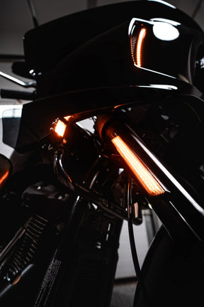 Custom Dynamics Front Fork LED Reflector Replacements, Smoked - 22+ Softail FXLRST Light Accessory Custom Dynamics