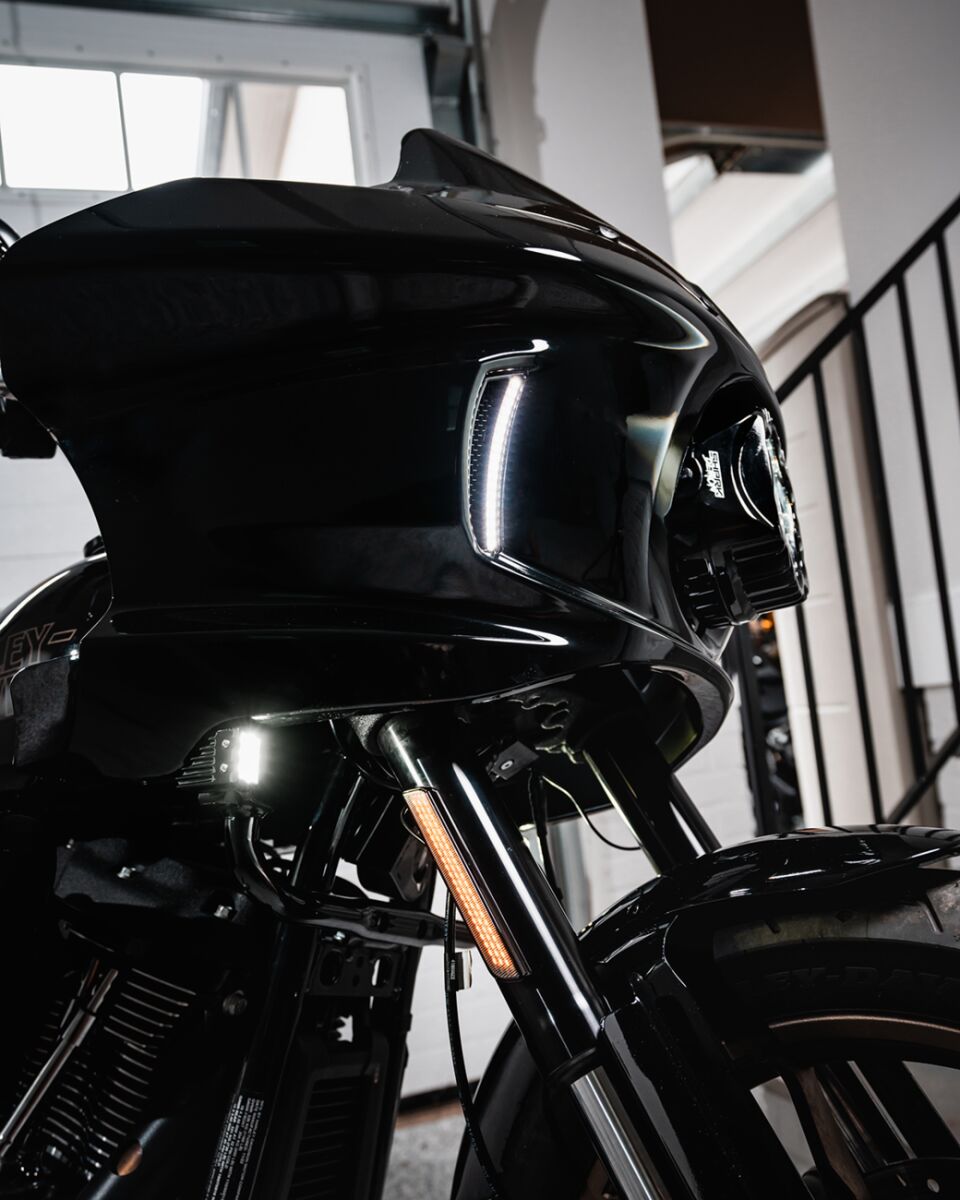 Custom Dynamics Front Fork LED Reflector Replacements, Smoked - 22+ Softail FXLRST Light Accessory Custom Dynamics