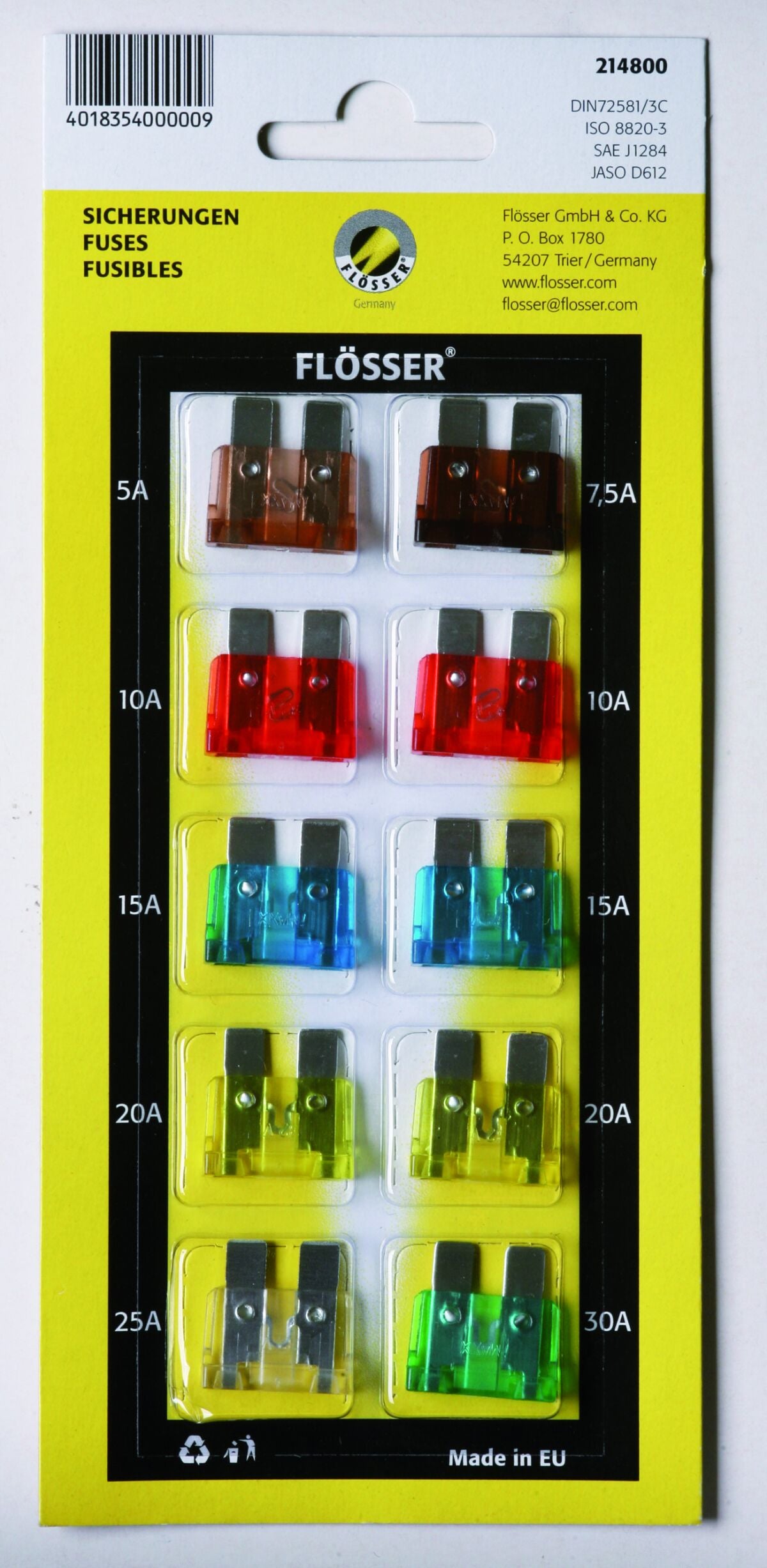 Flosser Fuses Standrd Assort 10 Pc Card MISCELLANEOUS ELECTRICAL Flosser