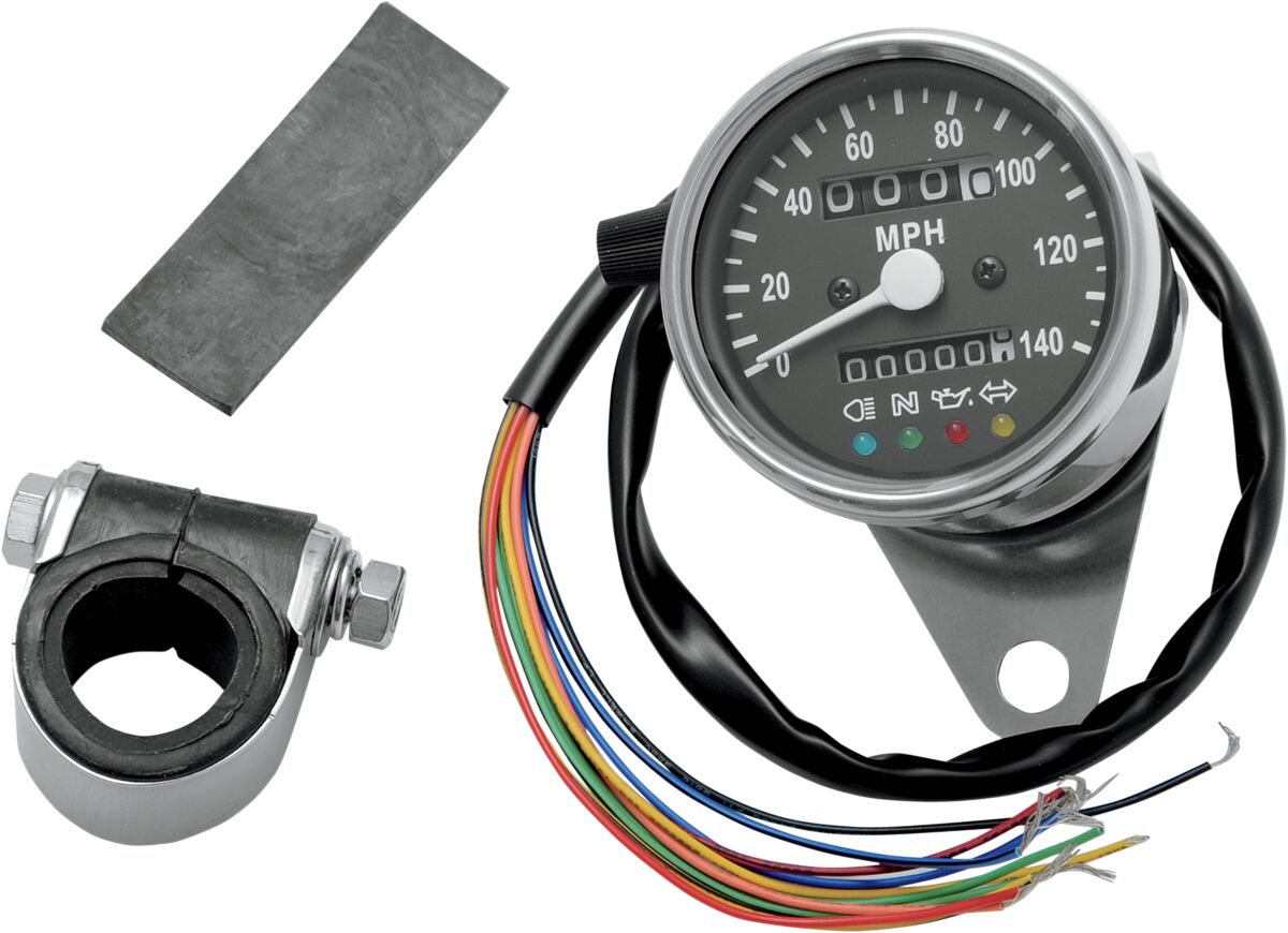 Drag Specialties Speedo W/4 Lit Blk 2:1 SPEEDOMETER GROUP Drag Specialties
