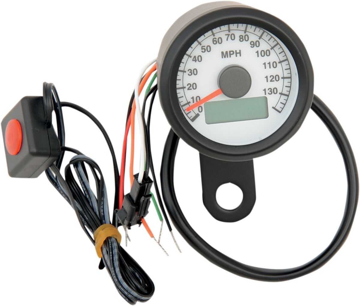 Drag Specialties Speedo Blk 1.8 Prog Wht SPEEDOMETER GROUP Drag Specialties