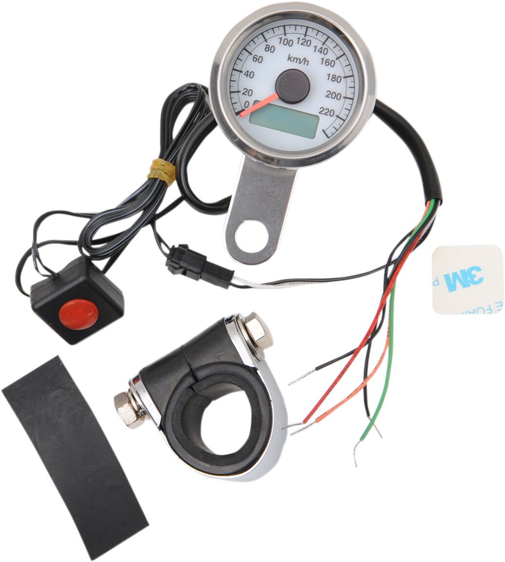 Drag Specialties Speedo 1.87 Pro Wht Km/H SPEEDOMETER GROUP Drag Specialties
