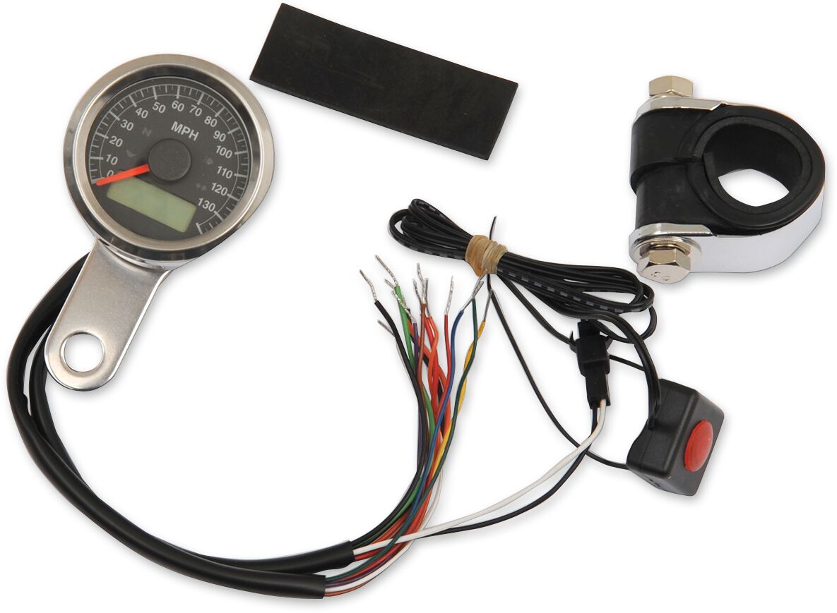 Drag Specialties Speedo W/4 Lts Mph Ss/Blk SPEEDOMETER GROUP Drag Specialties